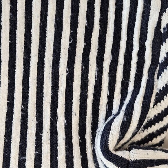 Theory Medium Stripe Blue White Stripe Jacket Asleen Geometric Knit Zip Blazer - Picture 6 of 11